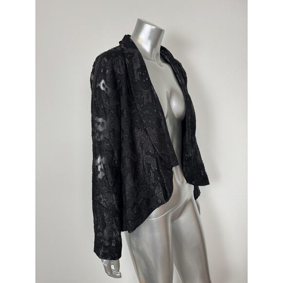 BCBG Bolero Blazer Metallic Sheer Open Front Jacket Party Chic NWT - Picture 1 of 9